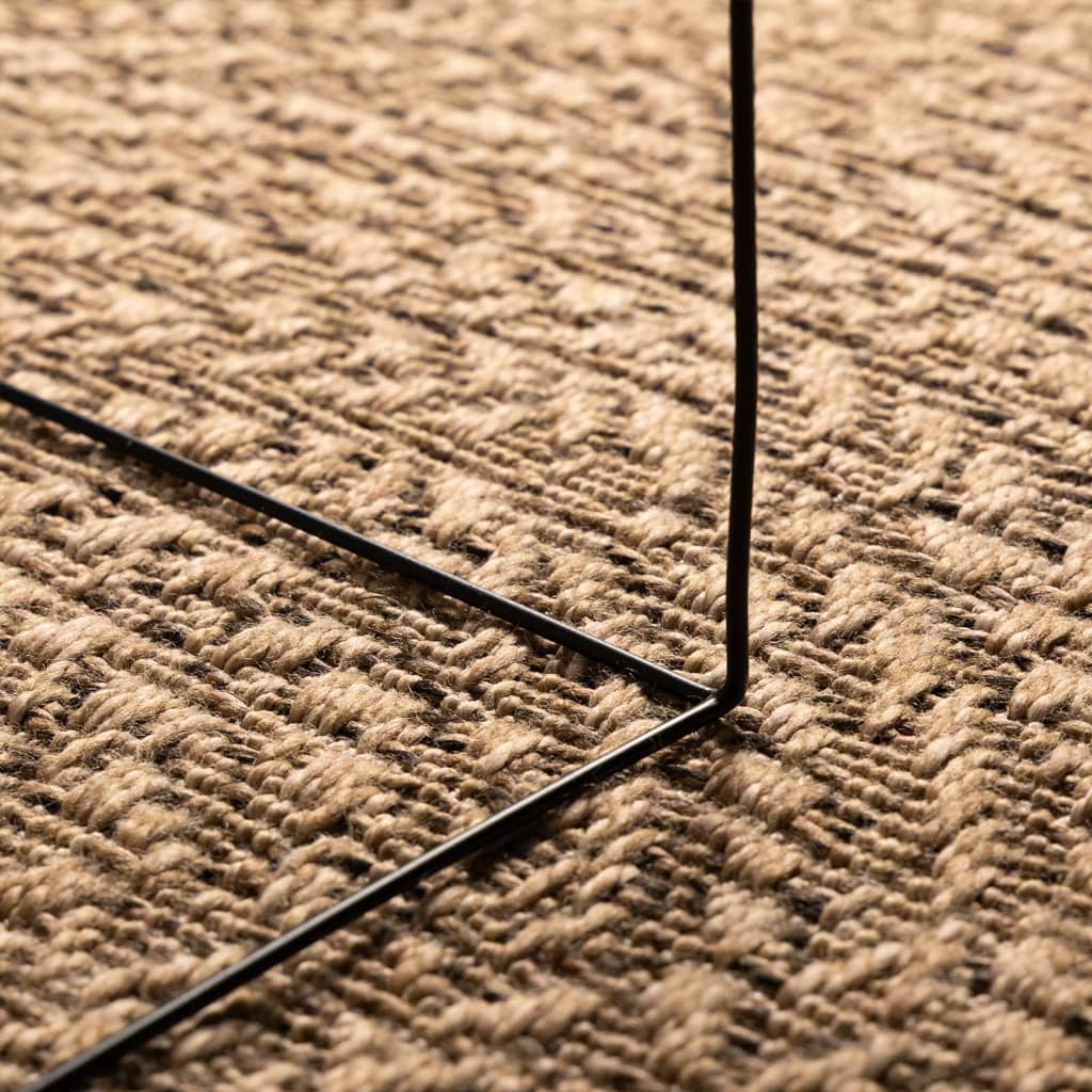 Tapis rond tissé effet corde, crème ou marron, extérieur