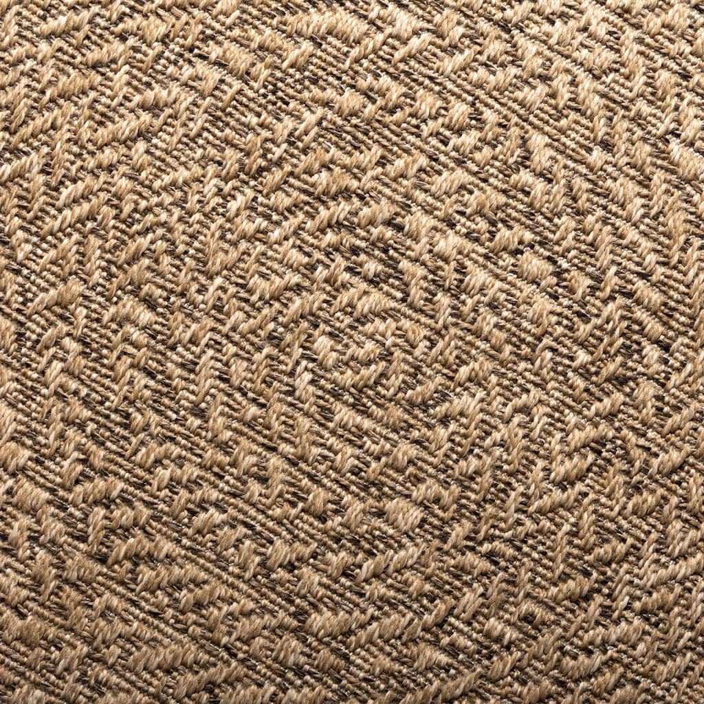 Tapis rond tissé effet corde, crème ou marron, extérieur