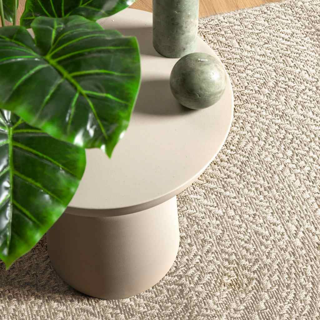 Tapis rond tissé effet corde, crème ou marron, extérieur