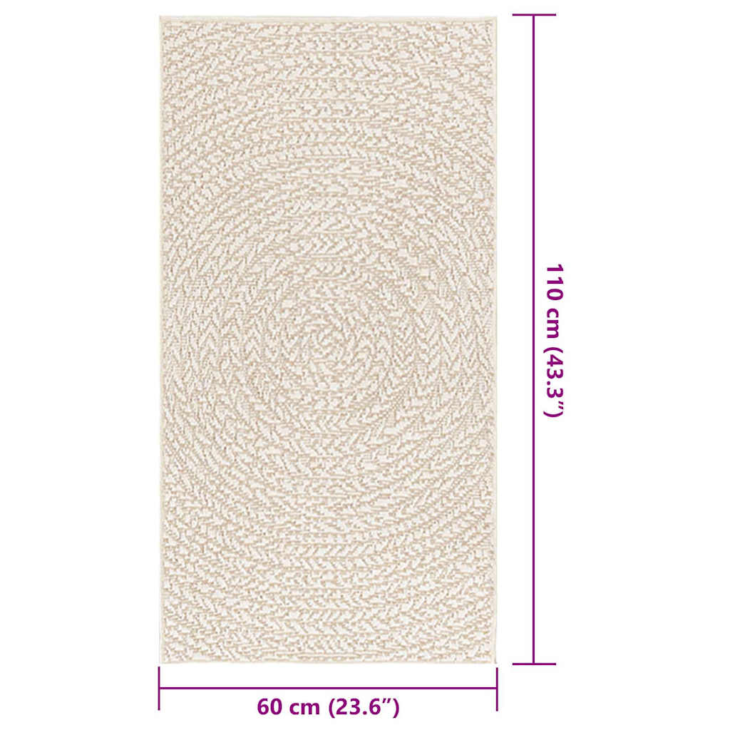 Tapis rond tissé effet corde, crème ou marron, extérieur