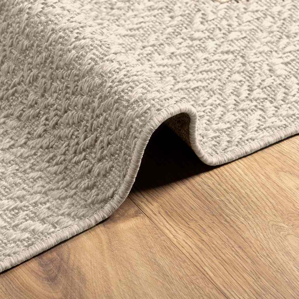Tapis rond tissé effet corde, crème ou marron, extérieur