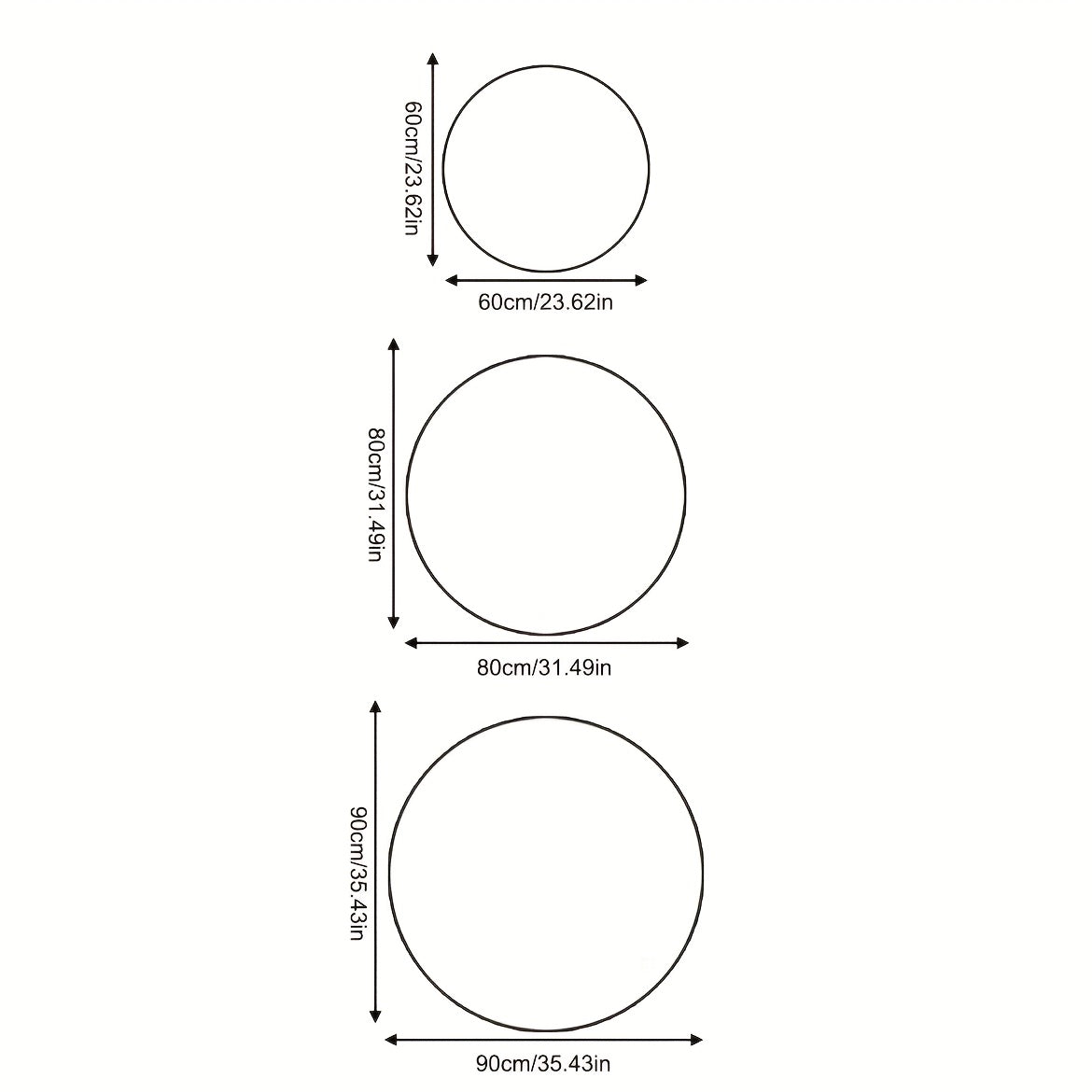 Tapis rond façon laine blanche à pointes noires, 3 tailles