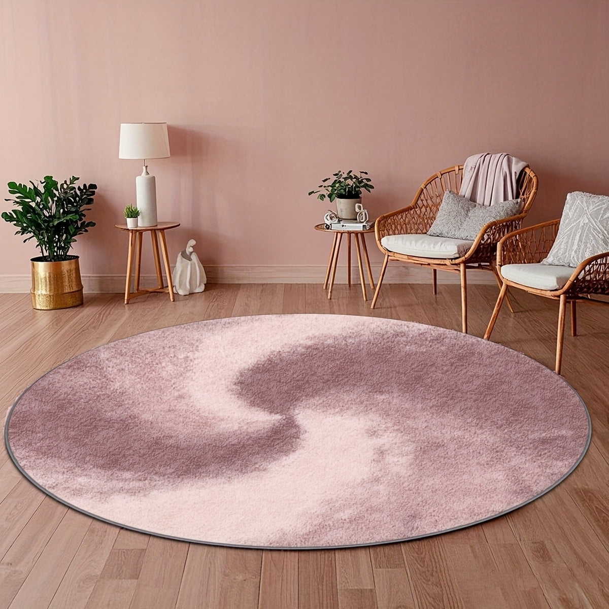 Tapis rond mauve et rose en tourbillon, Ø 80, 100 ou 160 cm