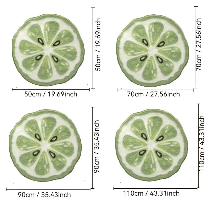 Tapis rond tranche de citron vert, dos à points antidérapant