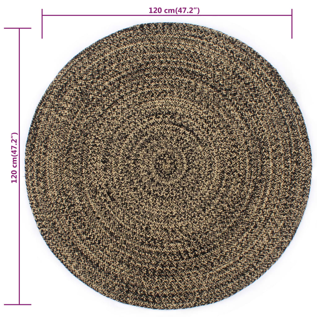 Tapis rond tressé jute et coton chiné, deux coloris au choix