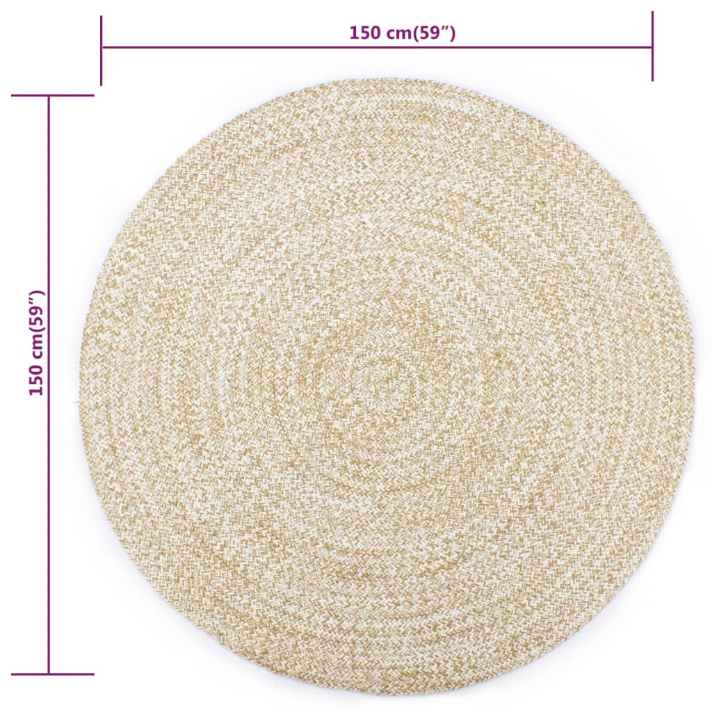 Tapis rond tressé jute et coton chiné, deux coloris au choix