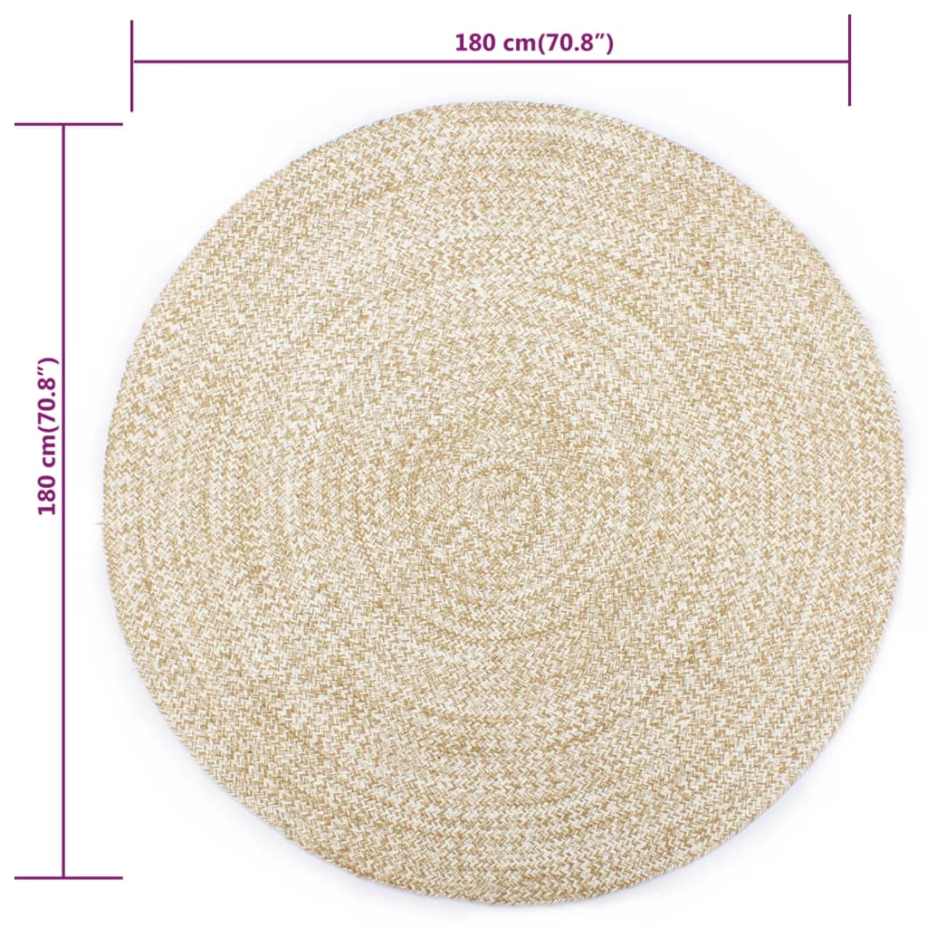 Tapis rond tressé jute et coton chiné, deux coloris au choix