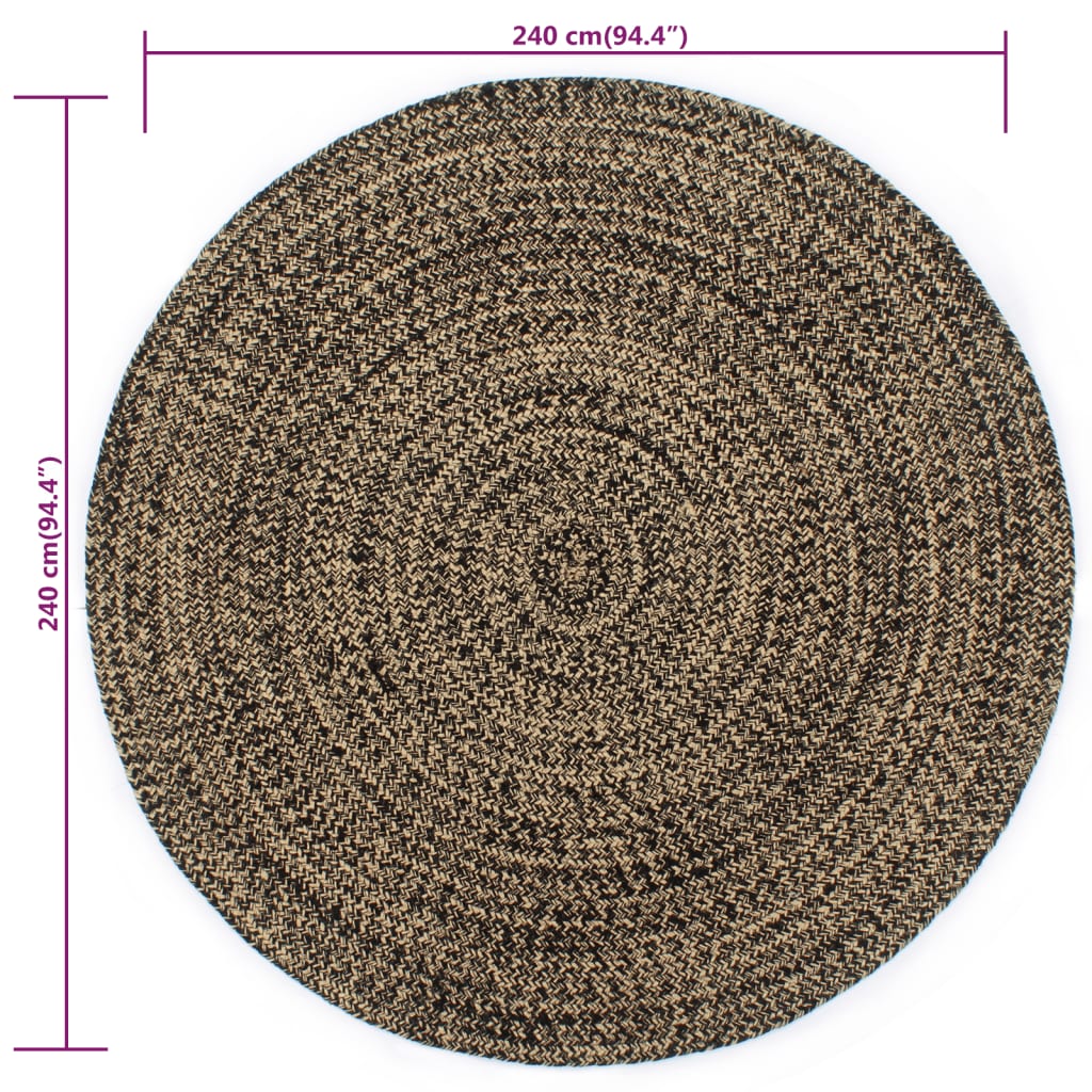 Tapis rond tressé jute et coton chiné, deux coloris au choix