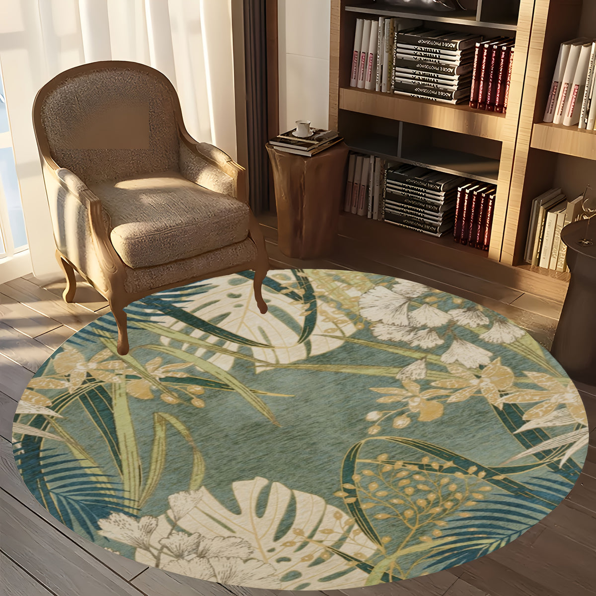 Tapis rond tropical vert d'eau, quatre diamètres dès 49,90