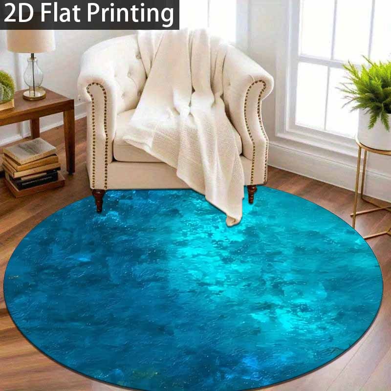 Tapis rond turquoise dégradé, tissé à plat, trois formats