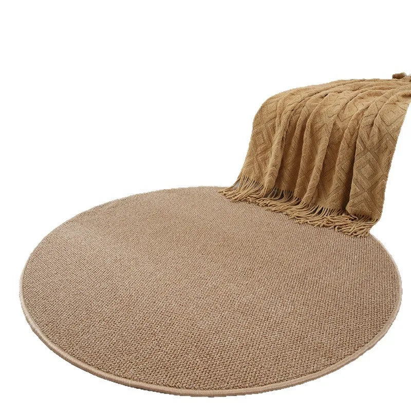 Tapis rond uni à tissage en point d'ananas, trois coloris