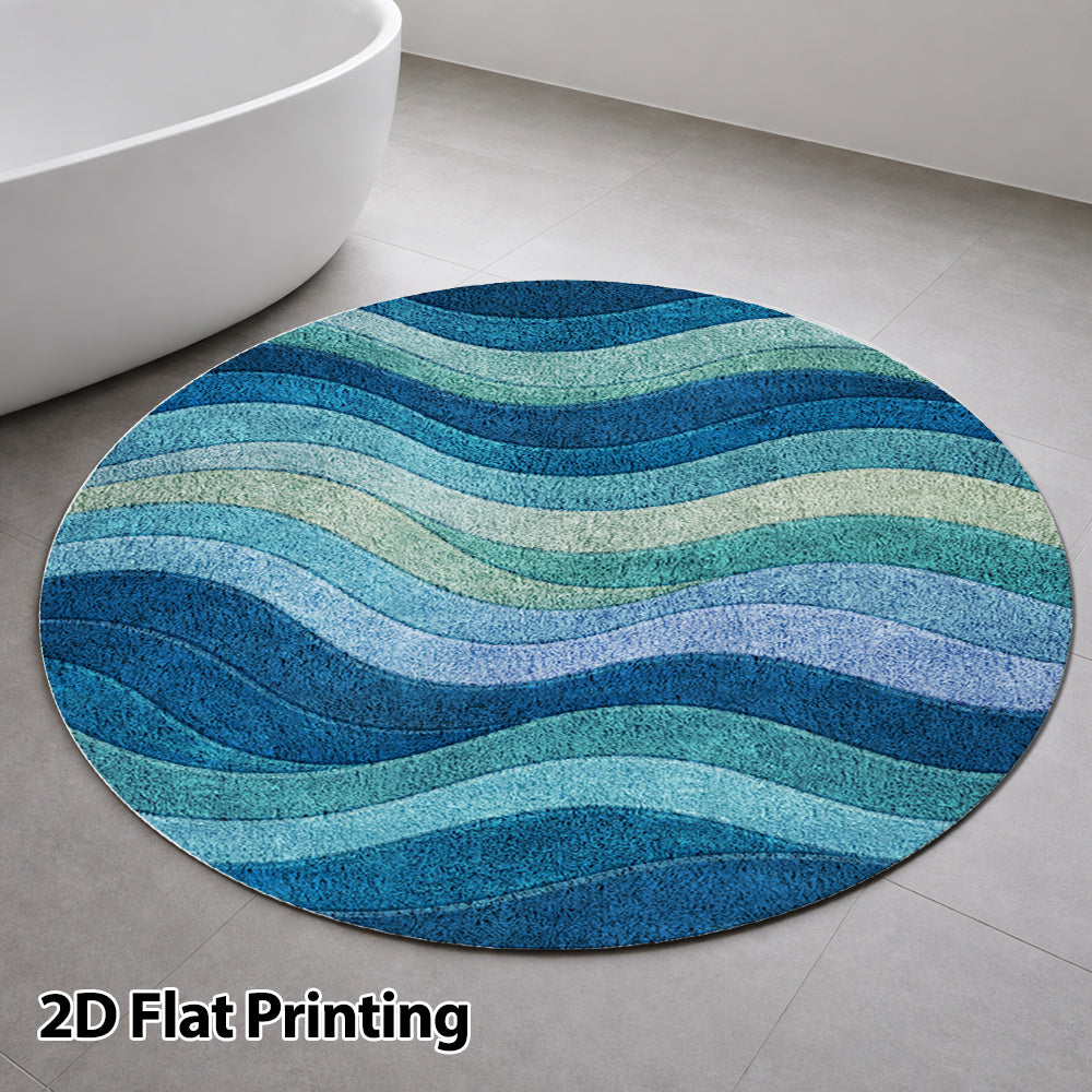 Tapis rond à bandes de vagues bleues dégradées, 3 diamètres