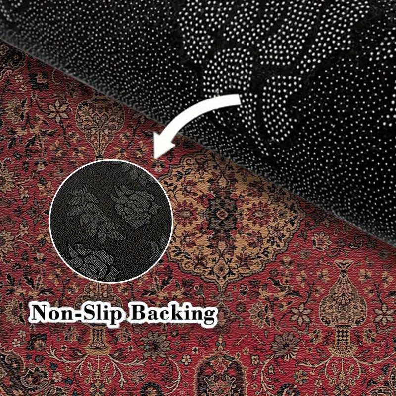 Tapis rond rouge à médaillon persan, velours Ø 80 à 180 cm