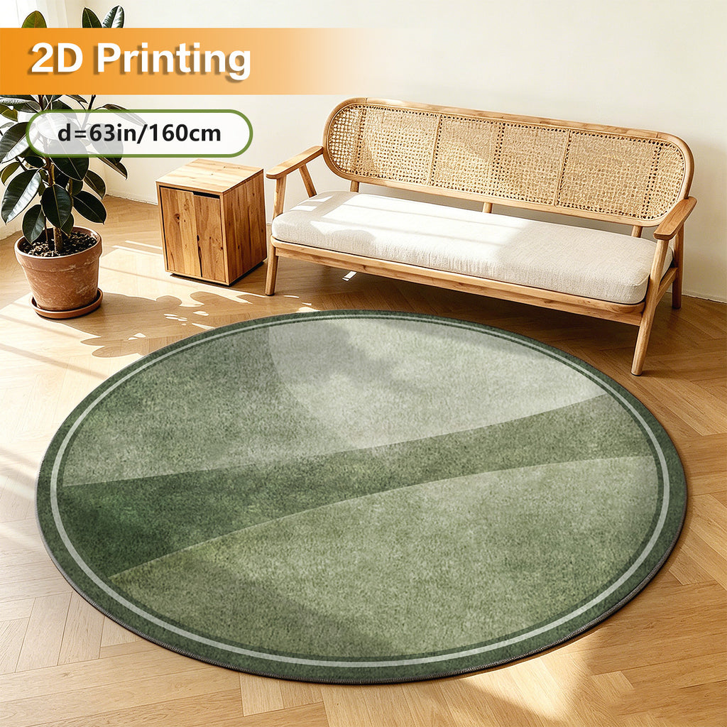 Tapis rond vert sauge dégradé, dos caoutchouc et Ø 200 cm
