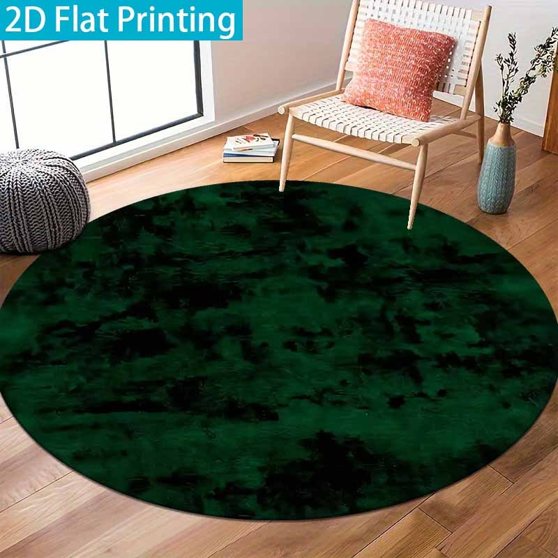 Tapis rond vert forêt nuagé, support en vinyle et machine