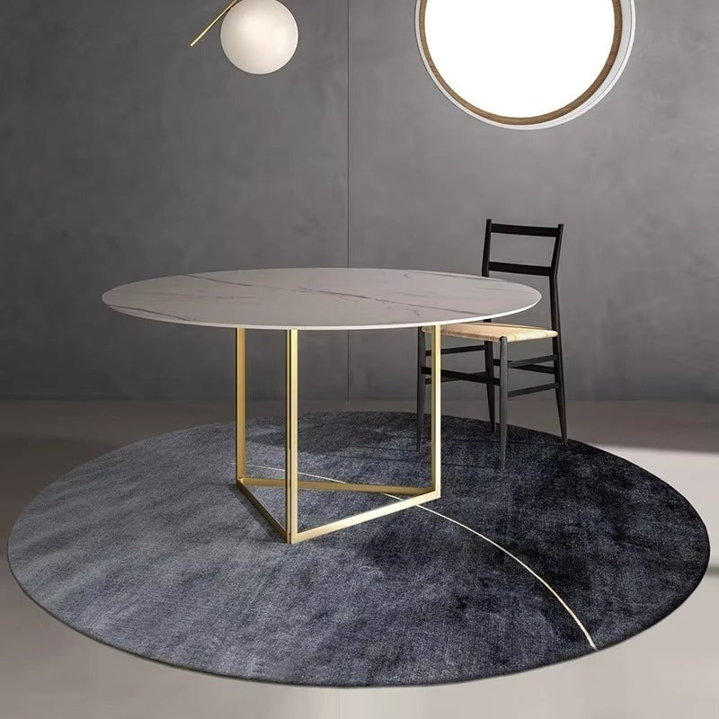 Tapis rond vert et grège, art abstrait en trois motifs 200 cm