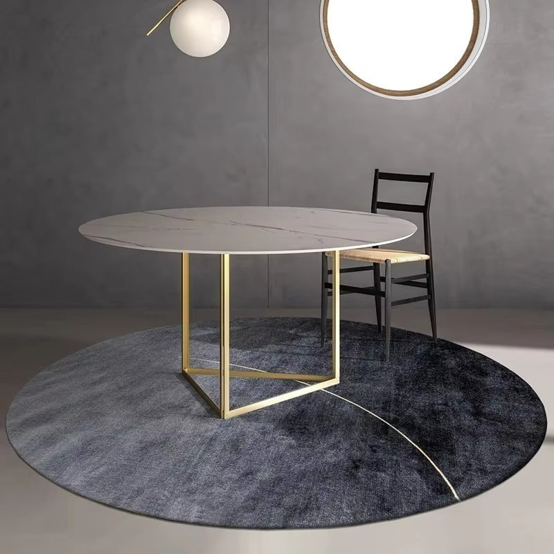 Tapis rond vert et grège, art abstrait en trois motifs 200 cm