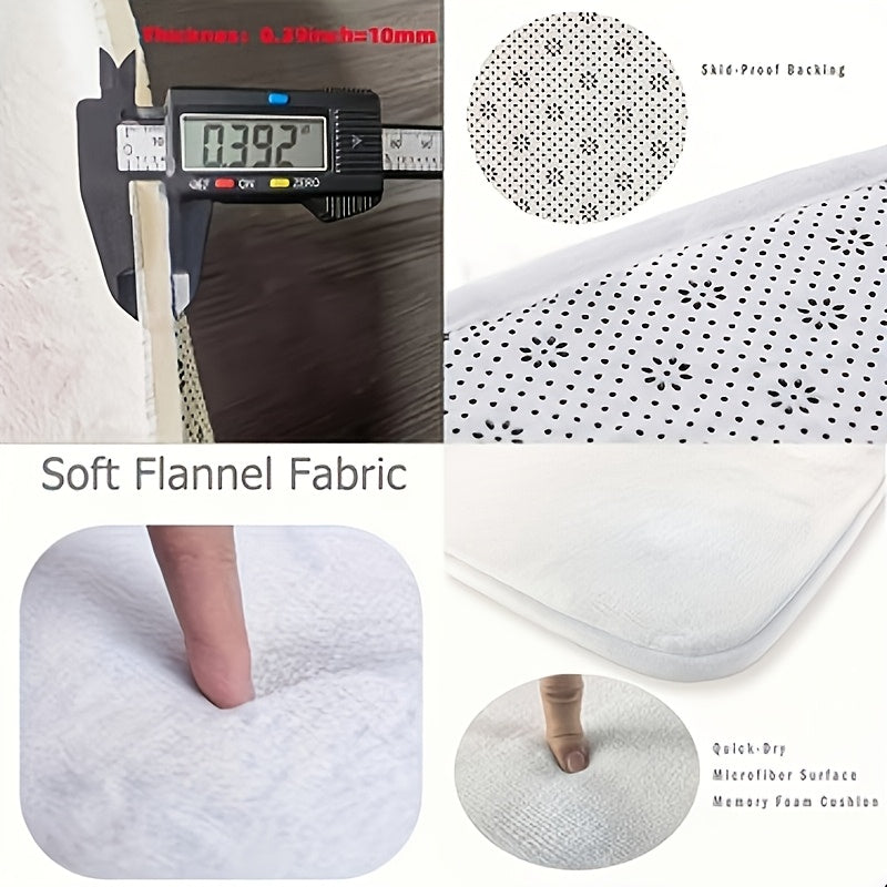 Tapis rond vert sauge à bord festonné crème, dos à points