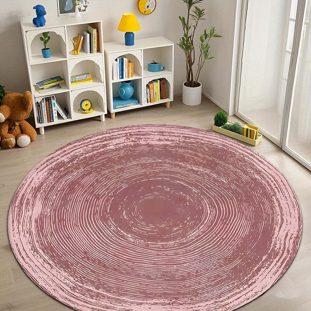 Tapis rond vieux rose à spirale brossée, Ø 180 cm unique